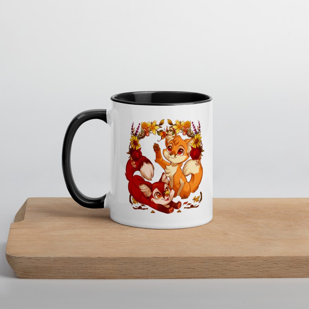 Autumn Foxes Colored Mug