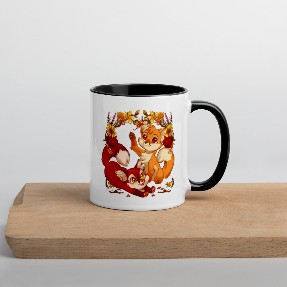 Autumn Foxes Colored Mug