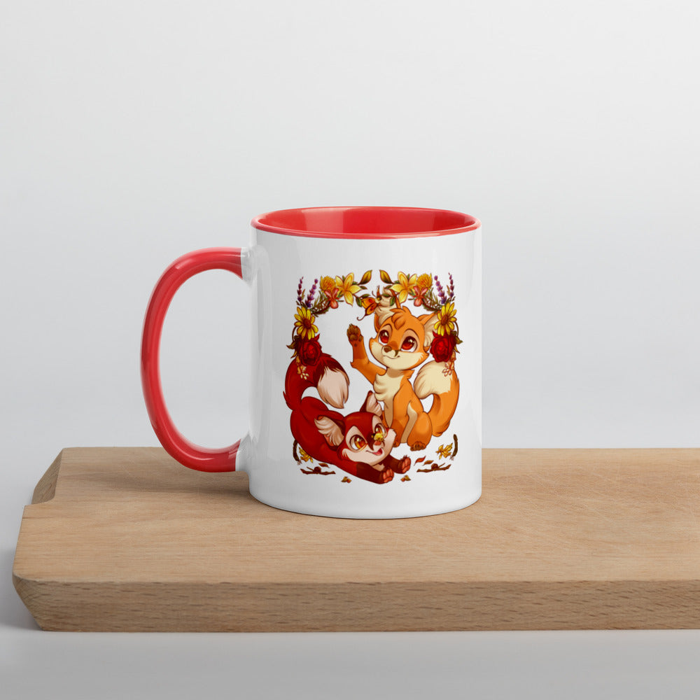Autumn Foxes Colored Mug
