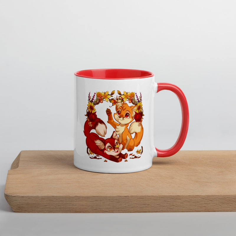 Autumn Foxes Colored Mug