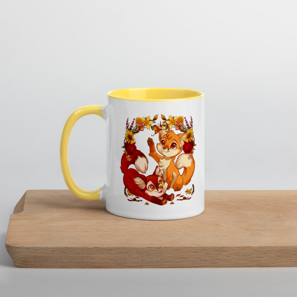 Autumn Foxes Colored Mug