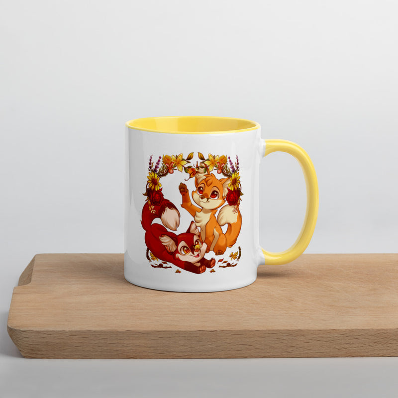 Autumn Foxes Colored Mug